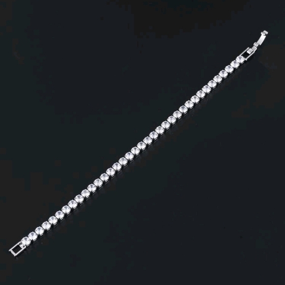 Luxury Tennis Bracelet Elegant Silver & Diamond/Cubic Zirconia Jewelry for Women - Picture 2 of 4